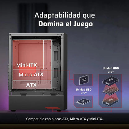 Gabinete Gamer Balam Rush Dragonfly Ii Crystal Gm745 Atx Media Torre 4 Fan Rgb Cristal Templado Usb 3.0 Negro Br-935968