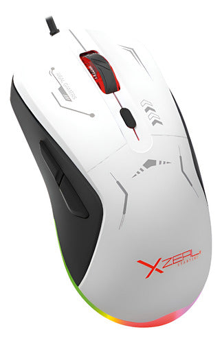 Mouse Gamer Xzeal Óptic Starter Alámbrico Usb 7200dpi Blanco