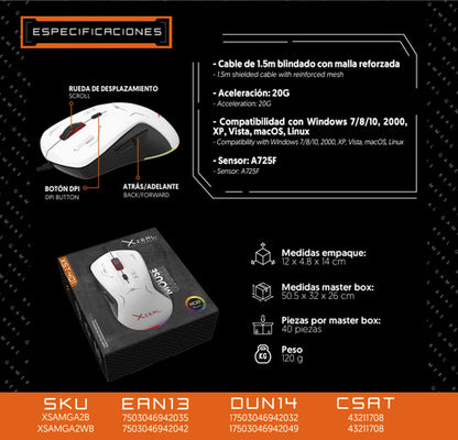 Mouse Gamer Xzeal Óptico Starter, Alámbrico, Usb, 7200dpi