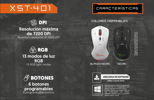 Mouse Gamer Xzeal Óptico Starter, Alámbrico, Usb, 7200dpi