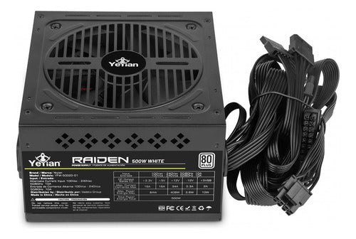Fuente De Poder Yeyian Raiden 80 Plus White, 20+4 120mm 500w