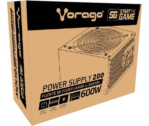 Fuente De Poder Vorago Psu-200, 20+4 Pin Atx, 600w 150 Mm