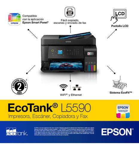 Multifuncional Epson Ecotank L5590, Color, Inyección, Tanque
