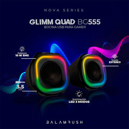 Balam Rush Bocina Gamer Glimm Quad Bg555 Bluetooth 2 Pzs