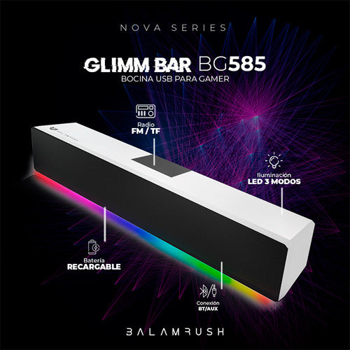 Balam Rush Barra De Sonido Glimm Bar Bg585 Bluetooth 10w Rms