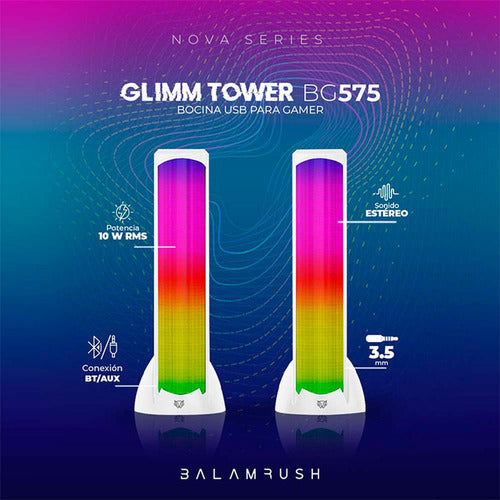 Balam Rush Bocina Gamer Glimm Tower Bg575 2.0, 10w Rms 2 Pzs