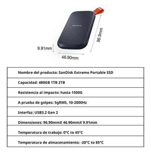 Ssd Externo Sandisk Portable, 2tb, Usb C 3.2, Negro Firmware