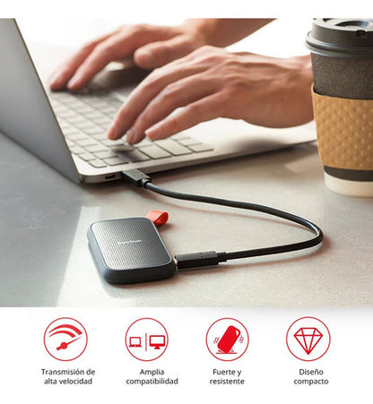 Ssd Externo Sandisk Portable, 2tb, Usb C 3.2, Negro Firmware