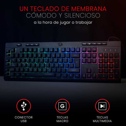 Teclado De Membrana Redragon Shiva K512rgb Negro C/software
