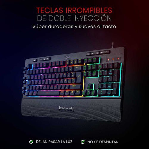 Teclado De Membrana Redragon Shiva K512rgb Negro C/software