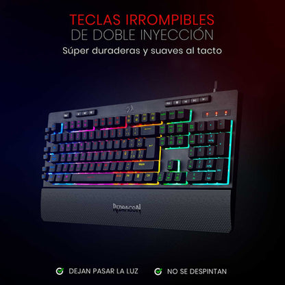 Teclado De Membrana Redragon Shiva K512rgb Negro C/software