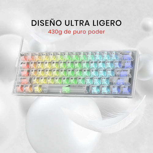 Teclado Gamer Redragon Fizz Rgb K617-ct Transparente Inglés