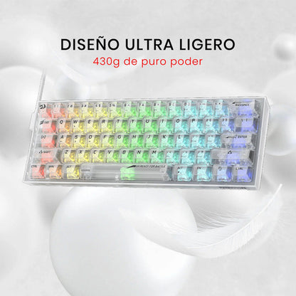 Teclado Gamer Redragon Fizz Rgb K617-ct Transparente Inglés