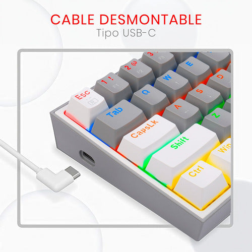 Teclado Gamer Redragon Fizz Rainbow K617r Gris/blanco Inglés