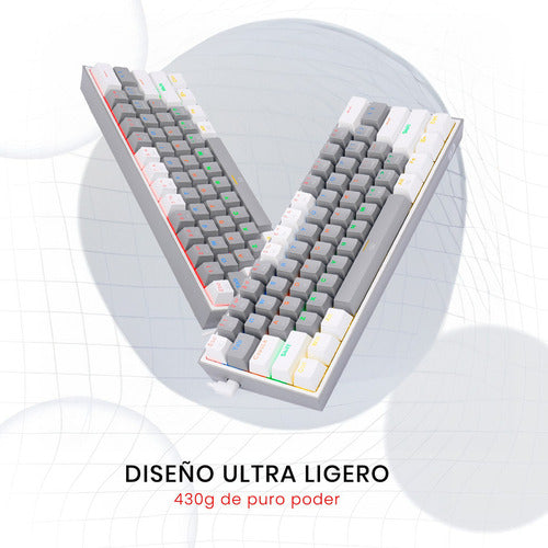 Teclado Gamer Redragon Fizz Rainbow K617r Gris/blanco Inglés