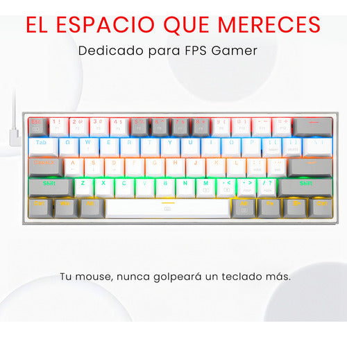 Teclado Gamer Redragon Fizz Rainbow K617r Blanco/gris Inglés