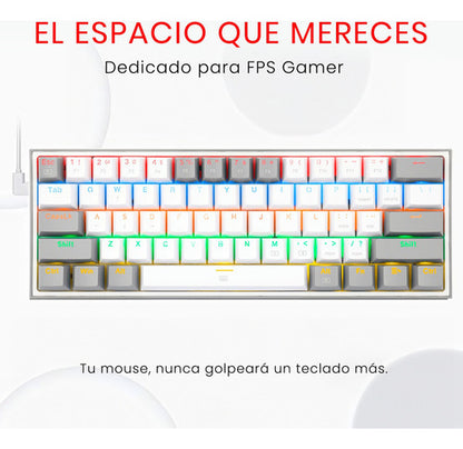 Teclado Gamer Redragon Fizz Rainbow K617r Blanco/gris Inglés