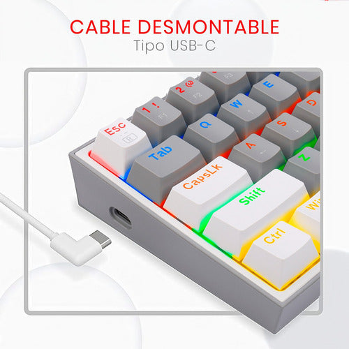 Teclado Gamer Redragon Fizz Rainbow K617r Blanco/gris Inglés