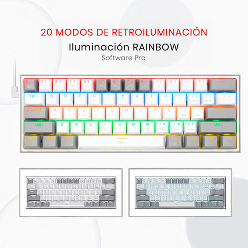 Teclado Gamer Redragon Fizz Rainbow K617r Blanco/gris Inglés