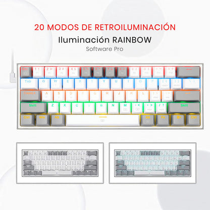 Teclado Gamer Redragon Fizz Rainbow K617r Blanco/gris Inglés