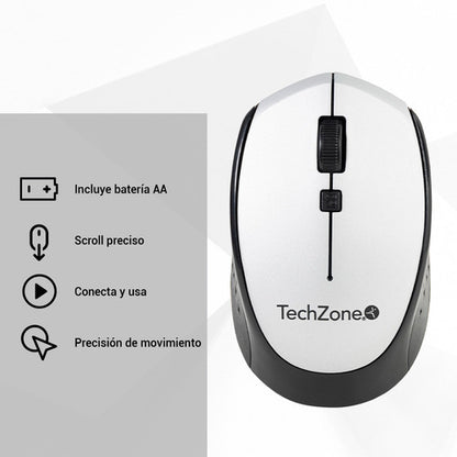 Mouse Techzone Óptico Tz19mou01-ina Usb, 1600dpi Plata