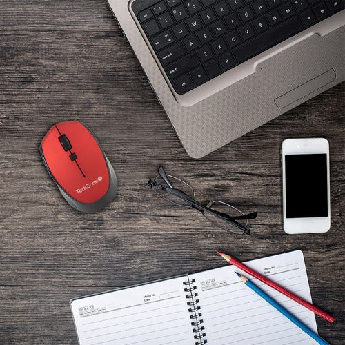 Mouse Techzone Tz19mou01-ina, Inalámbrico Usb 1600dpi Rojo