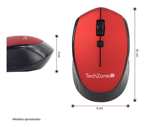 Mouse Techzone Tz19mou01-ina, Inalámbrico Usb 1600dpi Rojo