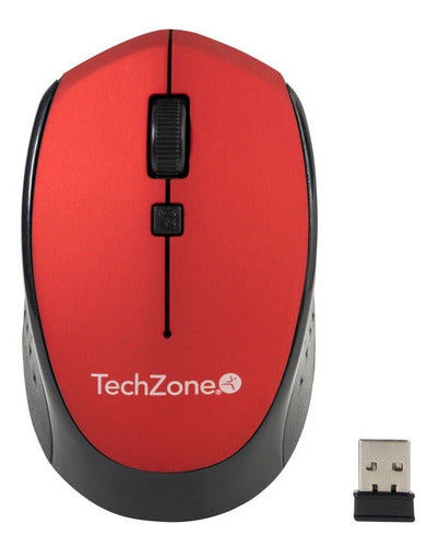 Mouse Techzone Tz19mou01-ina, Inalámbrico Usb 1600dpi Rojo