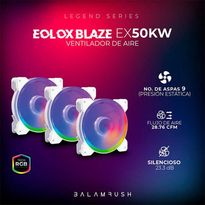 Kit 3 Ventiladores Blanco Balam Rush Eolox Blaze Ex50kw 120m