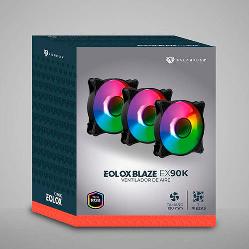Kit 3 Ventiladores Gamer Balam Rush Eolox Blaze Ex90k 120mm