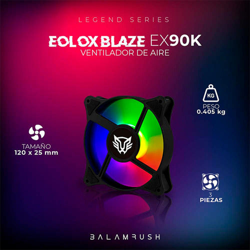 Kit 3 Ventiladores Gamer Balam Rush Eolox Blaze Ex90k 120mm