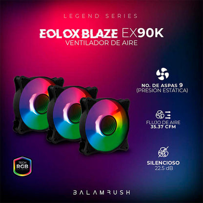 Kit 3 Ventiladores Gamer Balam Rush Eolox Blaze Ex90k 120mm