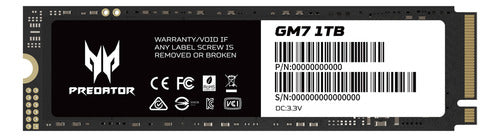 Ssd Acer Gm7 Nvme, 1tb, Pci Express 4.0, M.2 Bl.9bwwr.118