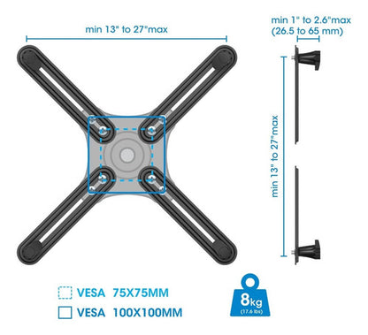 Manhattan Adaptador De Montaje Para Monitores No Vesa 13 -27 Negro