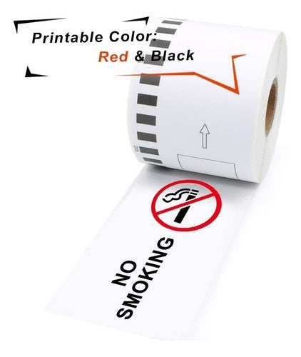 Cinta Brother Dk-2251 Negro Y Rojo Sobre Blanco 6.2cm X15.2m