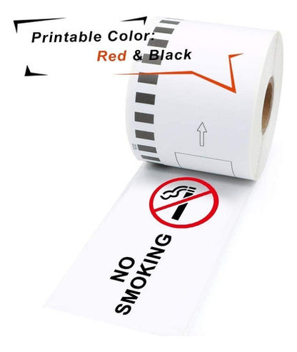 Cinta Brother Dk-2251 Negro Y Rojo Sobre Blanco 6.2cm X15.2m