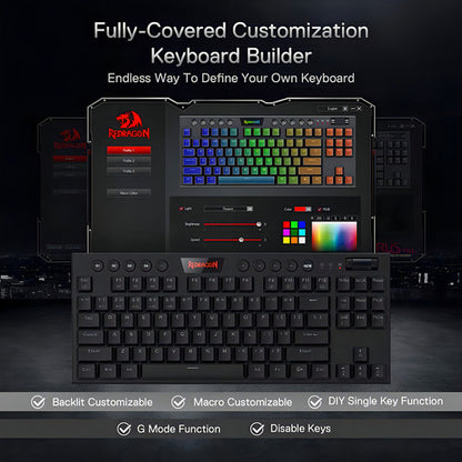 Teclado Mecánico Gamer Redragon Horus K621rgb-wireless-red S