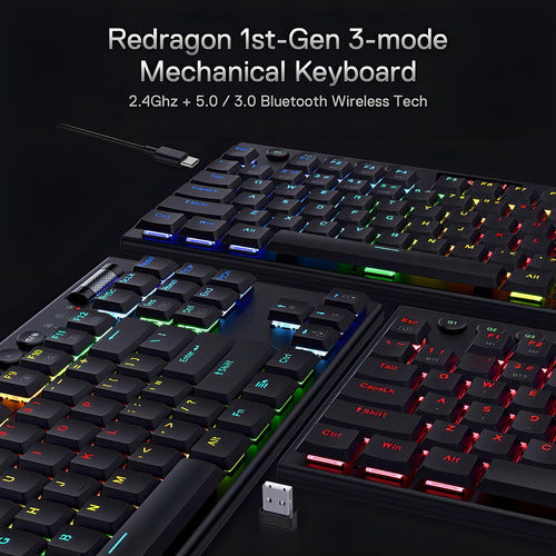 Teclado Mecánico Gamer Redragon Horus K621rgb-wireless-red S