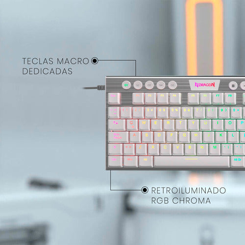 Teclado Mecánico Redragon Horus White Fs K619w-rgb Cableado