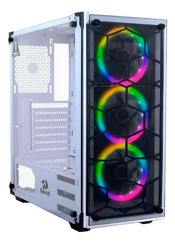 Gabinete Gamer Redragon Wheeljack Blanco Con 3 Abanicos Rgb
