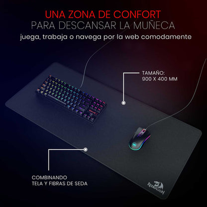 Mousepad Gamer Redragon Flick Xl, 40 X 90cm, 4mm, Negro