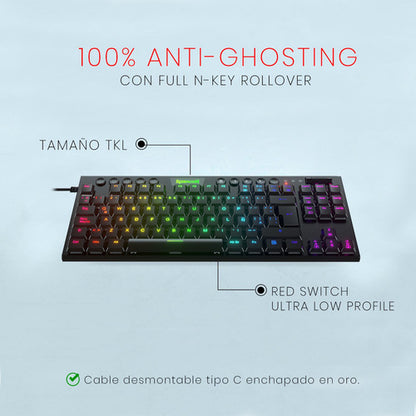 Teclado Mecánico Gamer Redragon Horus K622rgb,tkl Red Switch