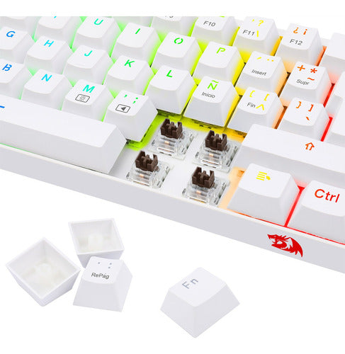 Teclado Gamer Redragon Dragonborn White K630,rgb,brownswitch