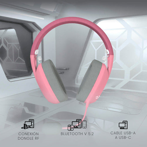 Diadema Gamer Redragon Ire Pro H848 Pink Inalámbrico H848pk