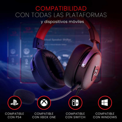 Redragon Audífonos Gamer Icon H520 Alámbrico 2m Negro/rojo