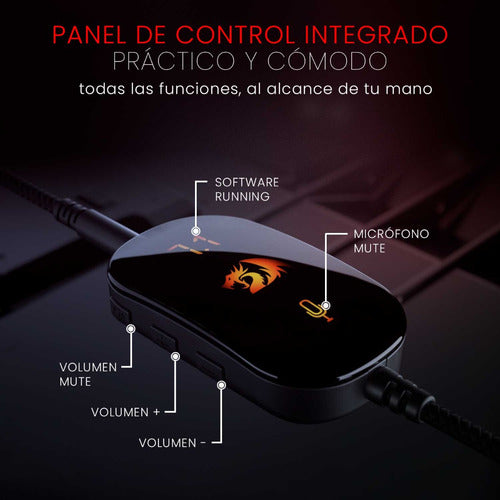 Redragon Audífonos Gamer Icon H520 Alámbrico 2m Negro/rojo