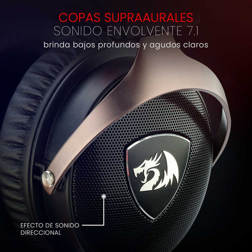 Redragon Audífonos Gamer Icon H520 Alámbrico 2m Negro/rojo