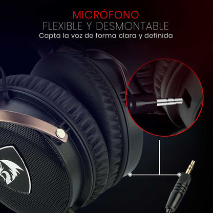 Redragon Audífonos Gamer Icon H520 Alámbrico 2m Negro/rojo
