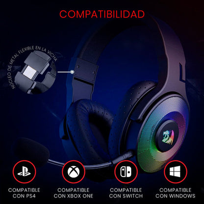 Audífonos Gamer Redragon Pandora H350 Negros Rgb