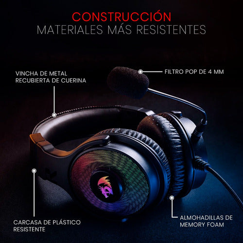 Audífonos Gamer Redragon Pandora H350 Negros Rgb